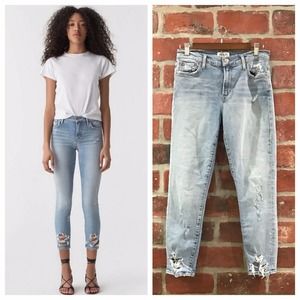 Agolde Distressed Chewed Hem Sophie Crop Skinny Jeans Size 28